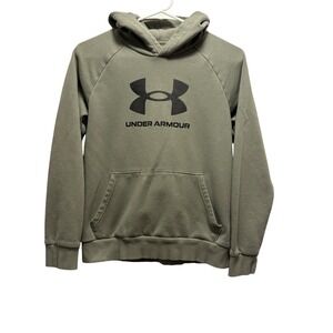 Under Armour Hoodie Pullover Sweatshirt Big Logo Front Pocket Green Y LG‎